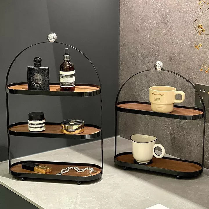 Kệ đựng đồ trang sức bằng gỗ phong cách cổ điển sang trọng nhẹ nhàng, giá để son môi và nước hoa để bàn