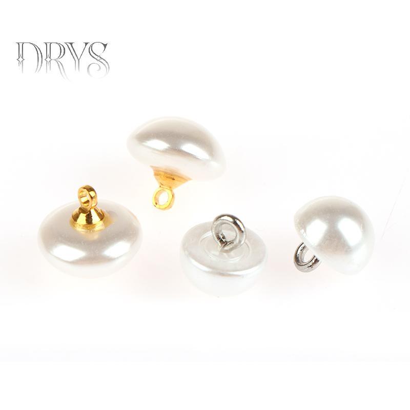 TFT 10mm/12mm - 10 cái nút áo hình nấm nhựa, bán nguyệt màu ngọc trai, dùng để trang trí và DIY
