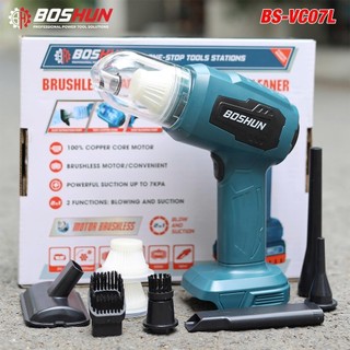 Máy hút thổi bụi dùng pin mini BOSHUN BS-VC07L, Lực 7kpa, Vừa thổi vừa hút, Đi kèm 3 lõi lọc