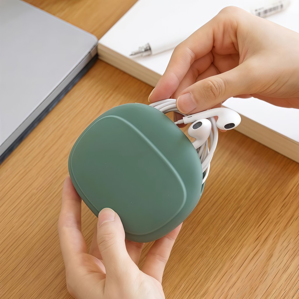 Túi Silicon đựng cáp sạc,tai nghe (C7) màu sắc trang nhã, silicone cao cấp tiện lợi - FE123