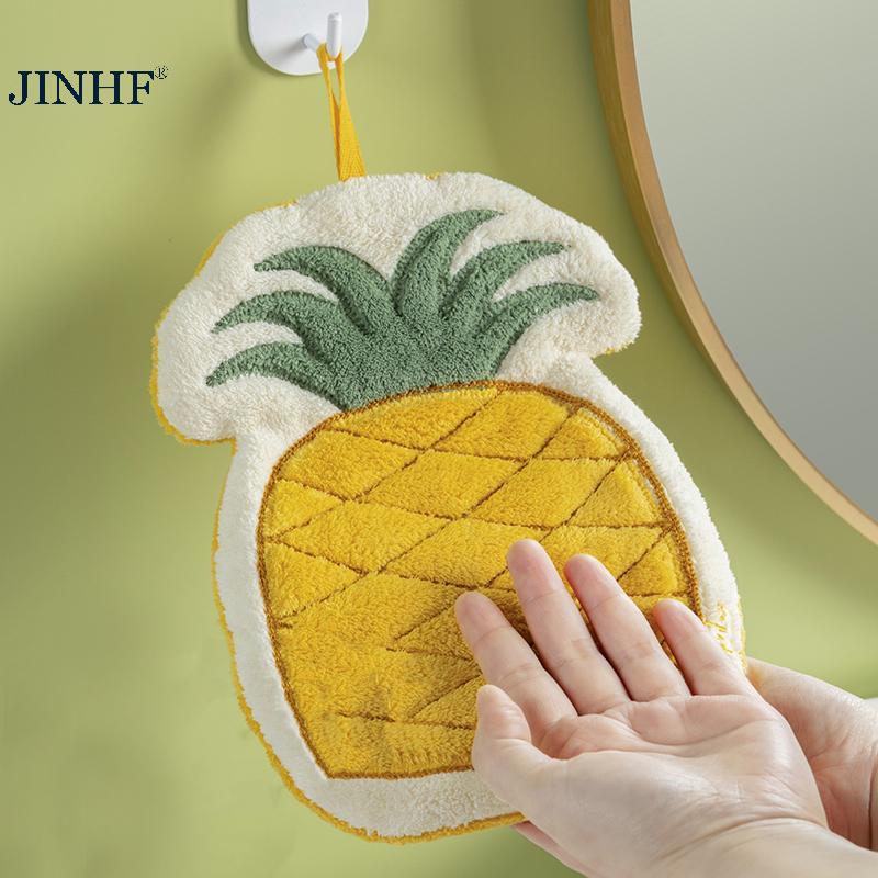 JINHF Khăn Tay Trái Cây Nhà Bếp Thấm Hút Vải Lau Mềm Tắm Treo Khăn Trẻ Em Phòng Tắm Hoa Tay Vải Đồ Dùng Gia Đình HOT