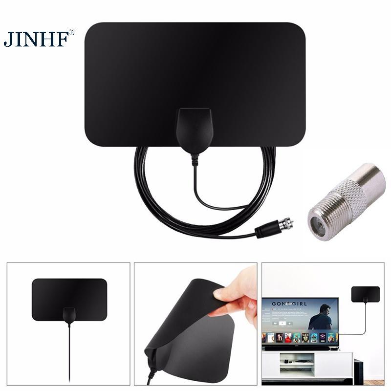 Ăng-ten HDTV kỹ thuật số JINHF HD có bộ chuyển đổi HD Digital DTV Ăng-ten TV trong nhà DVB-T2 Bộ thu tín hiệu TV trên không cho HDTV Mỹ Châu Âu HOT