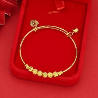 Mạ Vàng Hạt Vòng Tay Có Thể Điều Chỉnh Đẩy Kéo Thiết Kế Dành Cho Nữ Thép Titan Chống Rỉ Lắc Tay Xu Hướng Trang Sức Thời Trang