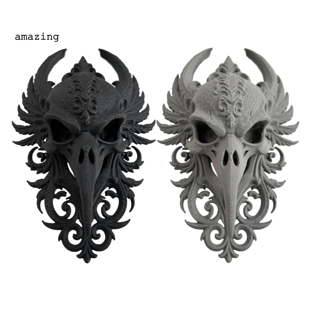[AM] Nghệ thuật treo tường đầu lâu Raven Skull – điêu khắc trang trí phòng ngủ, Halloween, phong cách gothic, dùng cho nhà tối