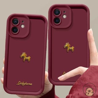 Dành Cho Xiaomi 17 15T 15 15s Pro Ultra Xiaomi17 Xiaomi15T Ốp Điện Thoại 2026 3D Stereo Vàng Ngựa May Mắn Rượu Vang Đỏ Tết Nguyên Đán Hoạt Hình Dễ Thương Chống Rơi Vỏ Mềm