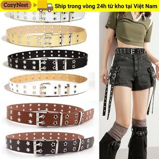 Thắt lưng COZYNEST dáng Hip Hop Gothic &amp; Punk Rock, thiết kế đinh tán đôi