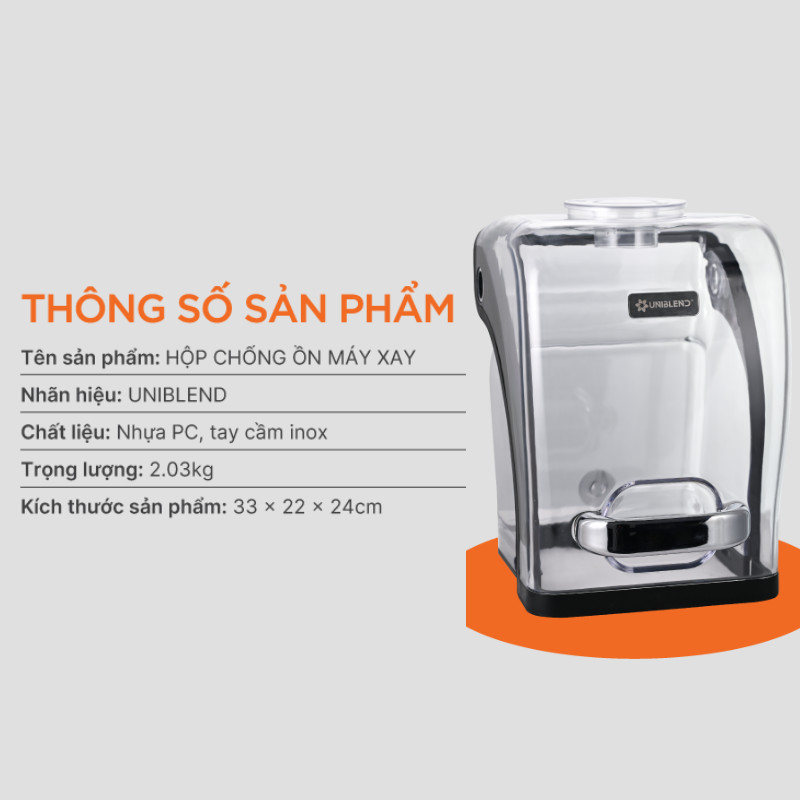 Hộp Chống Ồn Dùng Cho Máy Xay Sinh Tố Uniblend, Cách Âm Hiệu Quả Giảm Đến 60% Tiếng Ồn