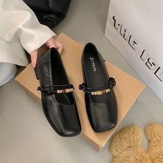 Giày Flat Mary Jane 2025 Giày Đơn Pháp Nông Miệng Retro Đế Mềm Giày Da Ballet