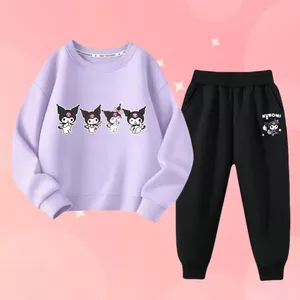 Kuromi Bé Gái Dài Tay Áo Khoác Jogger Bộ Quần Hoạt Hình Dễ Thương Trẻ Em Trang Phục Thường Ngày Để Sử Dụng Hàng Ngày