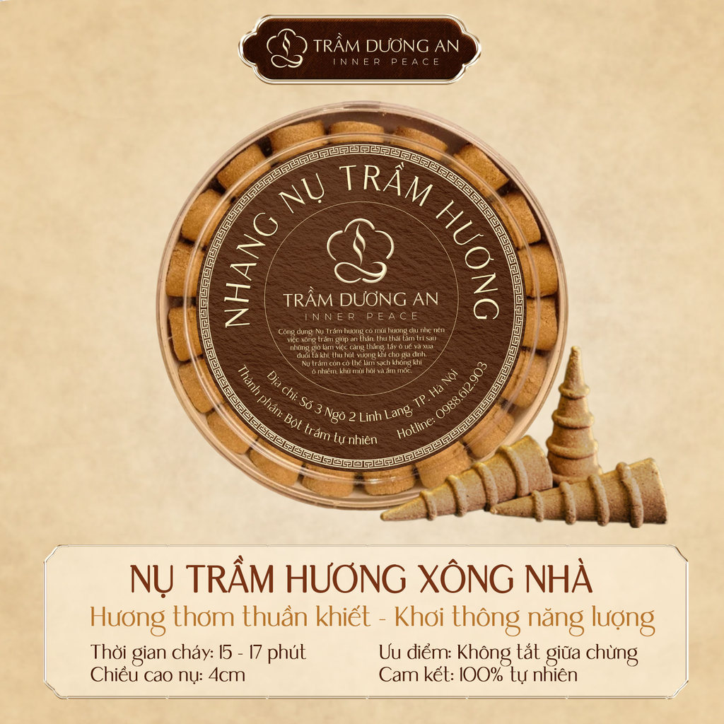 Hộp 50 Nhang Nụ TRẦM NGUYÊN CHẤT Khói Ngược, Thơm Dịu, Thời Gian Cháy 25 - 30 Phút, Dùng Cho Thác Khói Và Thiền Tịnh