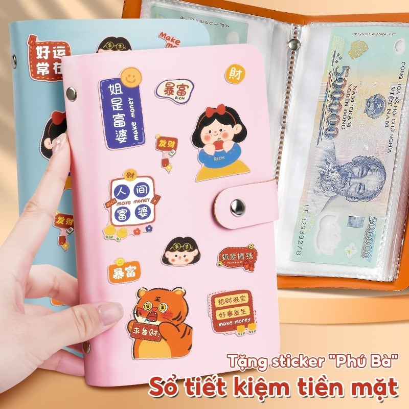 Sổ tiết kiệm đựng tiền cho kế hoạch 100 ngày - Sổ tay A6 màu pastel dịu dàng, kèm bộ sticker trang trí