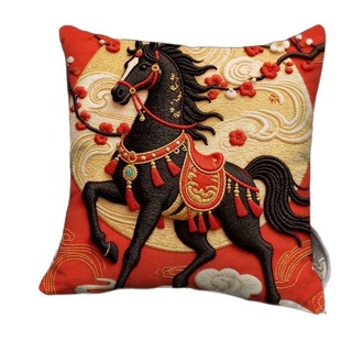 Năm Mới Của Ngựa Gối Năm Mới Trang Trí Lễ Hội Đỏ Gối Hoa Nhà Siêu Mềm Sofa Gối 26.1.28
