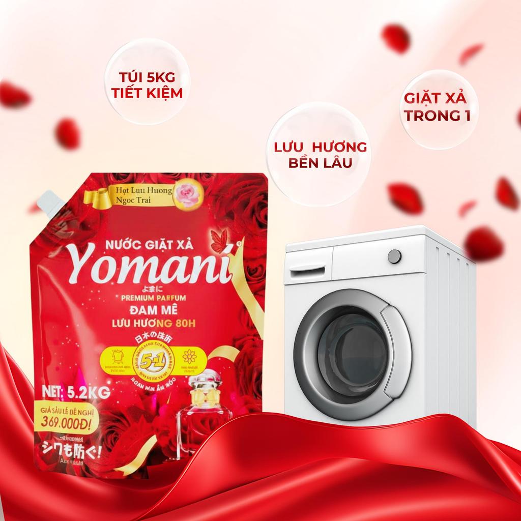 [2 TÚI 10KG4] Nước Giặt YOMANI Hương Nước Hoa, Lưu Hương 80H, Giặt Sạch Sâu, Tiết Kiệm, An Toàn