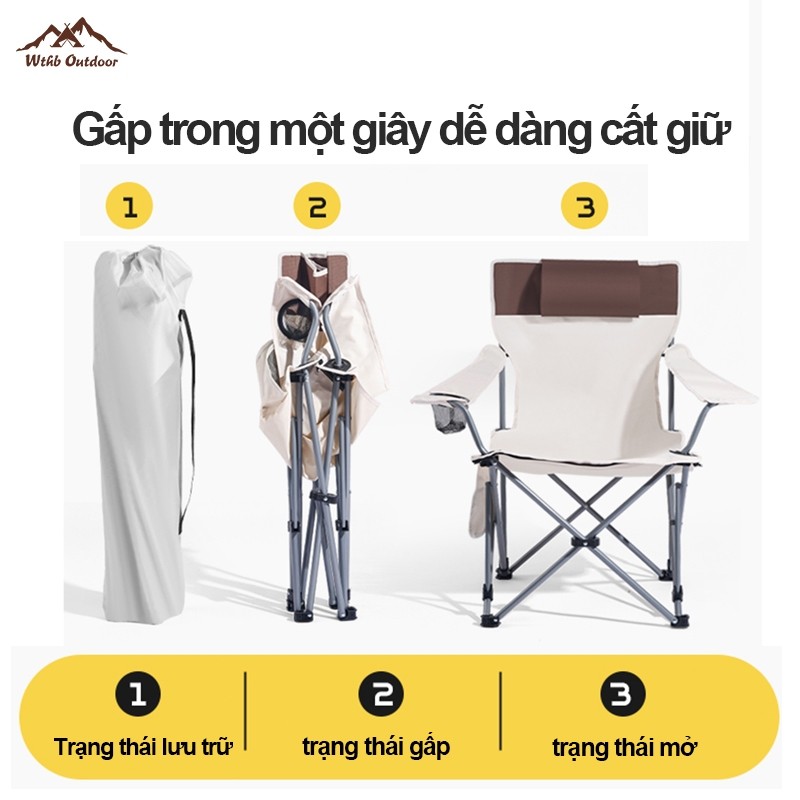 Ghế tựa，Ghế xếp ngoài trời ghế cắm trại ghế di động có thể chịu được 200kg Lưới thoáng khí