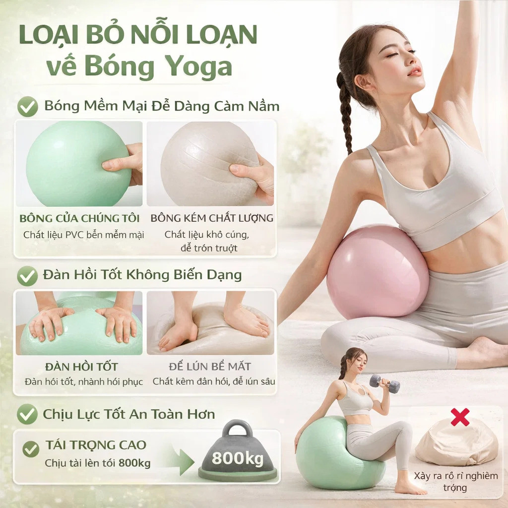 ⚡COD⚡Thiết bị tập thể dục: Bóng tập yoga/Bóng nâng mông/Bóng tập yoga dày chống cháy nổ/Bóng tập Pilates/Bóng tập yoga cho cơ bụng / Bóng tập yoga an toàn và chống nổ