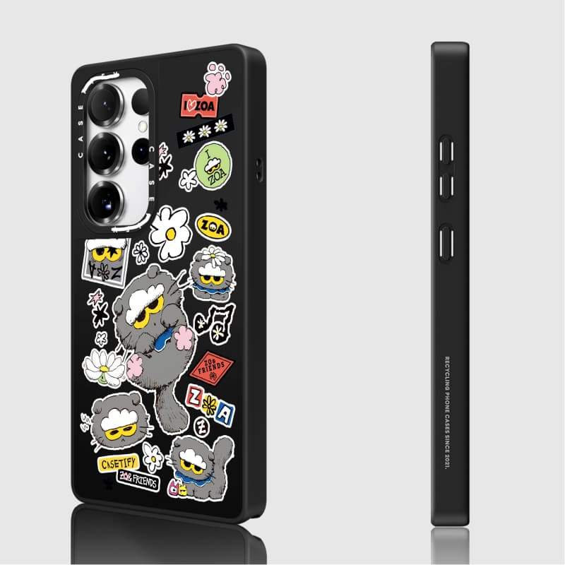 CASECASE X ZOA Sticker Case Matte Black & Sliver Mirror Vỏ hút từ tính Samsung Galaxy S26 S25 S24 S23 Ultra Plus Mặt sau cứng có hộp khắc logo