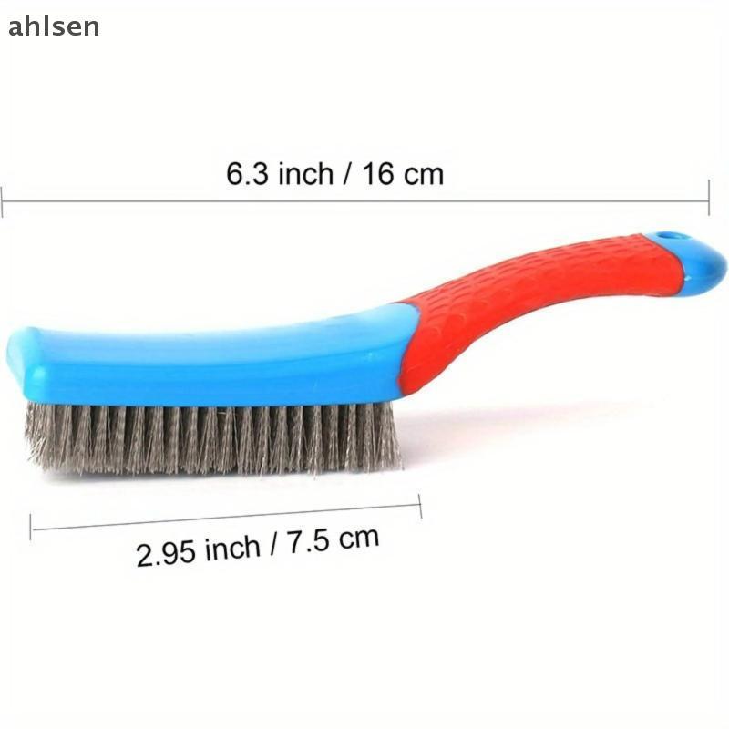Bàn chải dây thép không gỉ hạng nặng ahlsen có tay cầm bằng nhựa thoải mái Hoàn hảo để loại bỏ rỉ sét, xỉ hàn, bụi bẩn và sơn PH