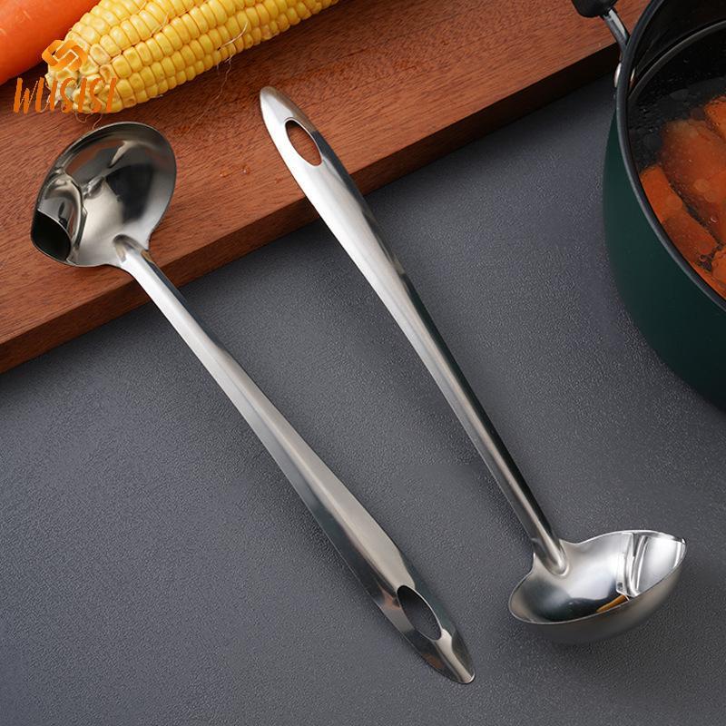 [WUSISI] Thìa Rây Lọc Inox Súp Rây Lọc Nhà Bếp Dầu Canh Tách Mỡ Sữa Chua Dầu Skimmer Thìa Phụ Kiện Nhà Bếp MỚI