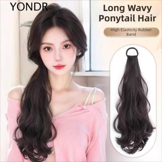 Tóc giả tổng hợp YONDR Đuôi ngựa, Sức sống với dây cao su Tóc đuôi ngựa gợn sóng dài, Phụ kiện tóc Chịu nhiệt Độ đàn hồi cao Dây buộc tóc mềm mại cho trẻ em và phụ nữ