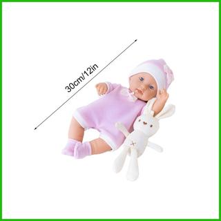 Búp bê trẻ em thực tế Cô gái 12 Inch Đồ chơi toàn thân có thể giặt được thực tế với thỏ Búp bê sinh ra cho gia đình saixit2vn