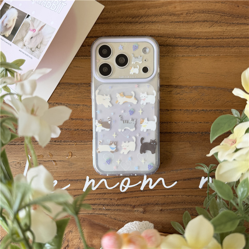 IPhone 17 Pro max 16 Pro max Laser Hearted Cat pattern Chất liệu TPU Vỏ điện thoại xử lý IMD
