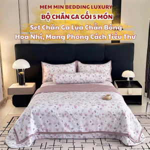 Bộ Chăn Ga Gối Lụa Họa Tiết Hoa Nhí Mang Phong Cách Dễ Thương, Điệu Đà - MemMinbedding Luxury