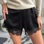 Quần Short Mini YUJINI, Thiết Kế Chắp Vá Quần Short Ren Satin Co Giãn, Vintage Y2K Phong Cách Thanh Lịch Ống Rộng Boxer Slip Nữ