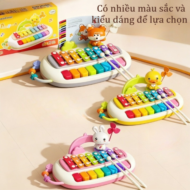 【SKISOPGO】Đồ chơi 2 trong 1 Đàn Piano và Xylophone,8 phím nhiều màu,cho bé học sớm,Gõ Nhạc,Học Màu