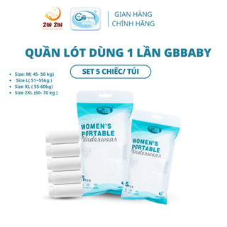 Set 5 Quần lót giấy cotton sử dụng 1 lần tiện lợi cho mẹ đi sinh Gbbaby siêu mềm và thấm hút tốt