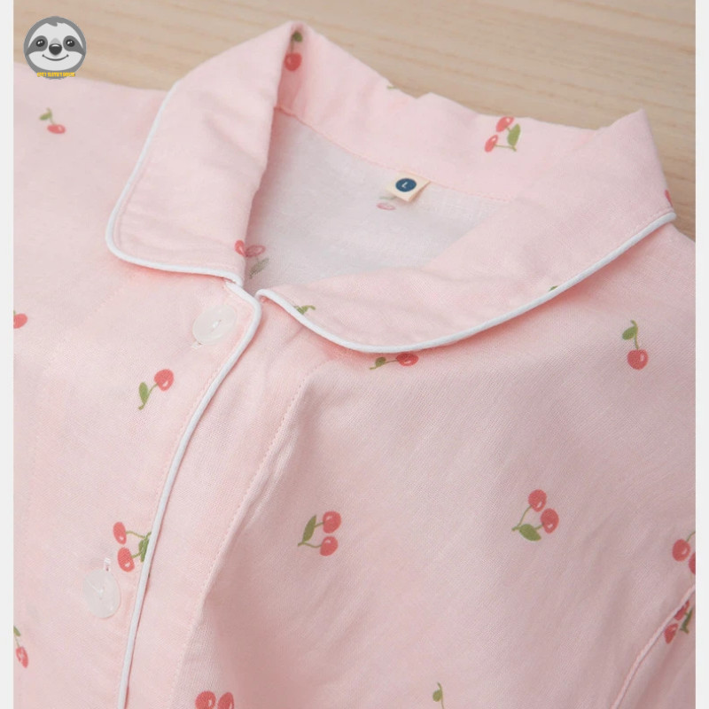 Quần Short ngắn tay dễ thương dành cho nữ Cotton nguyên chất Cherry Quần lót phòng chờ / Quần lót mềm mại thoải mái có thể mặc Bộ đồ ngủ bên ngoài / Bộ đồ ngủ thấm mồ hôi chất lượng cao