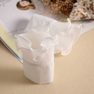 Vòng bít giả SMILE, Vòng bít tay giả xếp li màu trắng, Phụ kiện quần áo có thể tháo rời kích thước có thể điều chỉnh