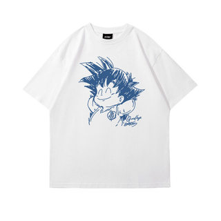 Áo thun kiểu Nhật Bản, thích hợp mặc hàng ngày, in hình Son Goku từ bộ anime "Dragon Ball". Thoáng khí và thoải mái.
