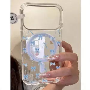 Làm mới màu xanh Bow cho iPhone 17air trường hợp điện thoại 16pro đơn giản 15Plus mới 14pro cá tính