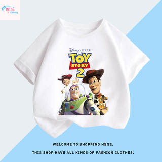 Áo thun in hình Woody và Buzz Lightyear trong phim Toy Story dành cho bé trai, in một mặt, kiểu dáng thường ngày.
