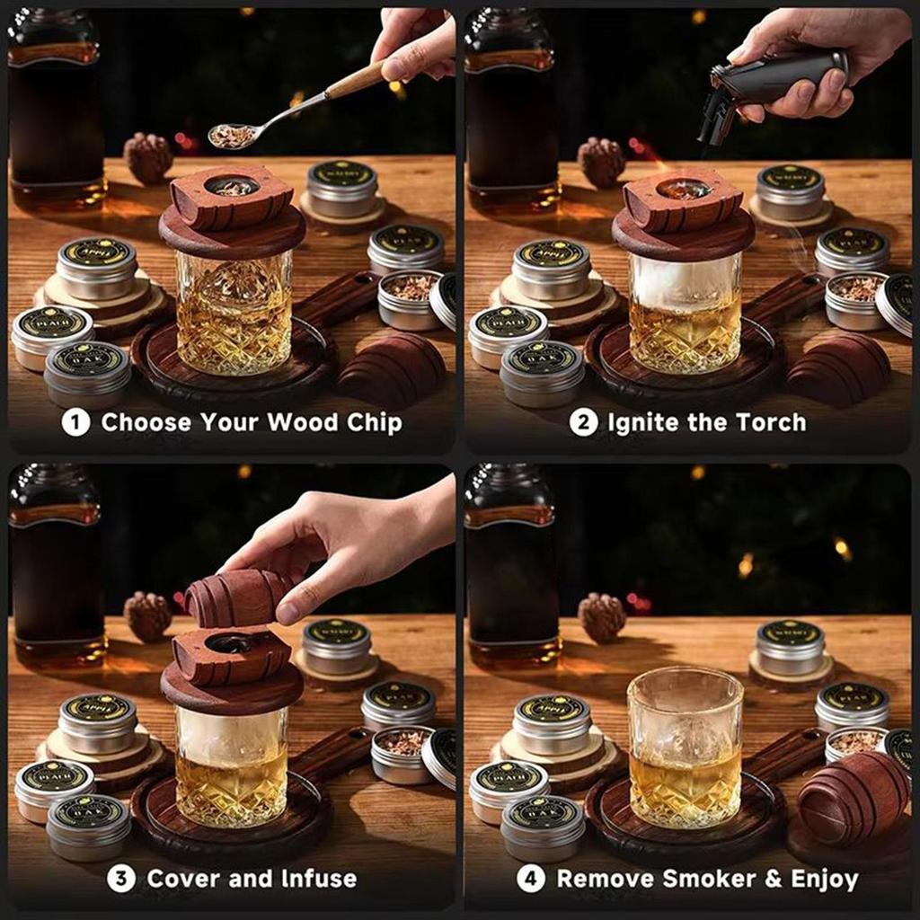 Whisky Smoker Gỗ Whisky Cocktail Smoker Hình Thùng Trộn Dụng Cụ Dành Cho Nam Bố Chồng Cha Bạn Trai shopidaevn