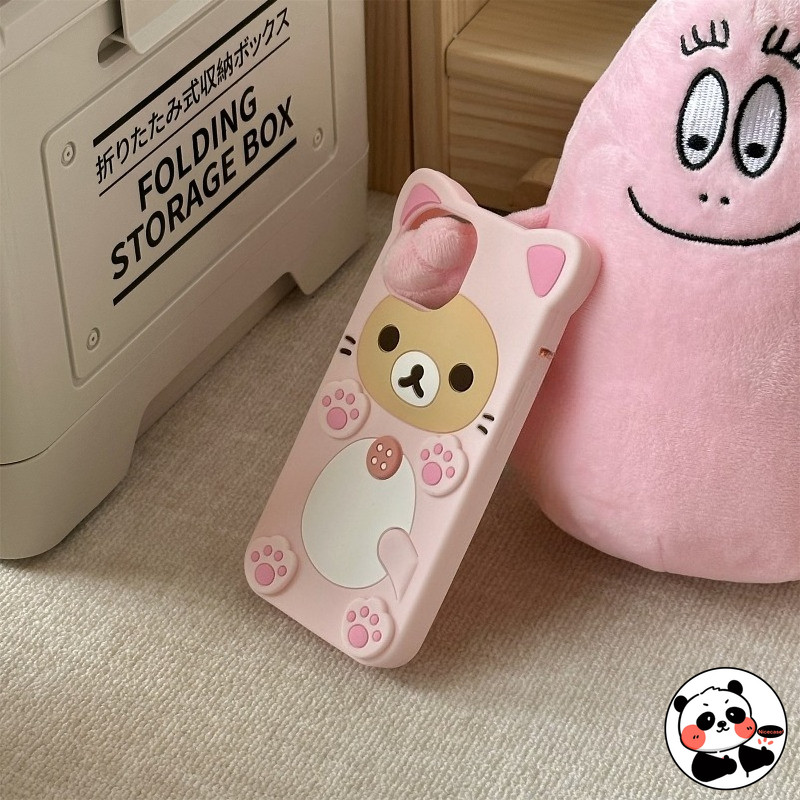 Ốp Điện Thoại Mèo Rilakkuma Dễ Thương Cho iPhone 17 16 15 14 13 12 Mini 11 Pro Max XR XS Max X 8 7 6 6s Plus 5 5S SE3 SE2 SE1 Ốp Lưng Hoạt Hình Gấu Kitty Mềm Vỏ Silicon Chống Sốc