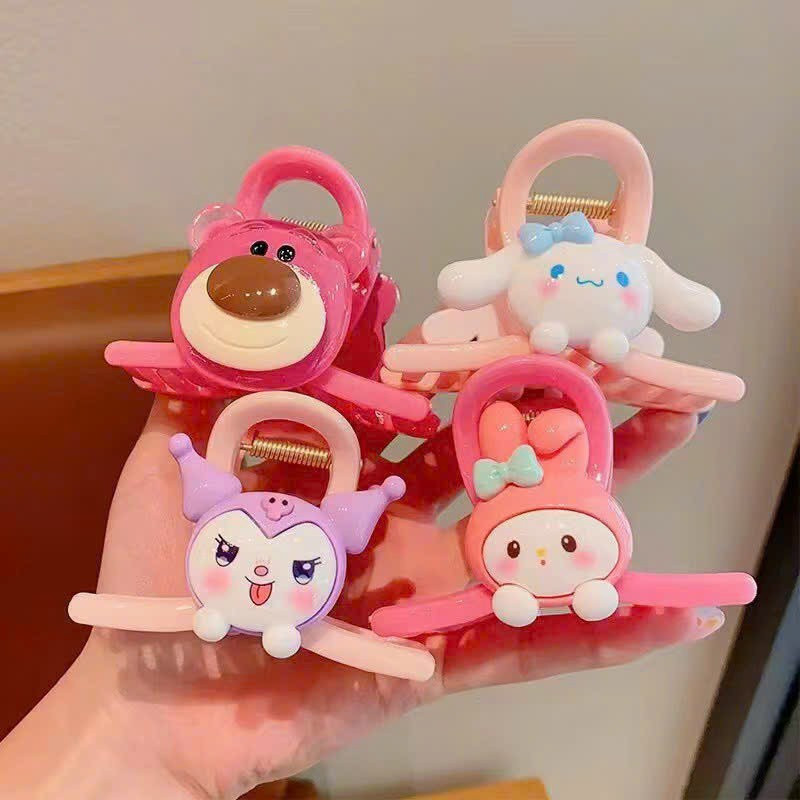 SÉT 4 KẸP TÓC TONE HỒNG ,Set 4 Món Cặp Tóc càng cua cho bé hình gấu dâu cute [FREESHIP]