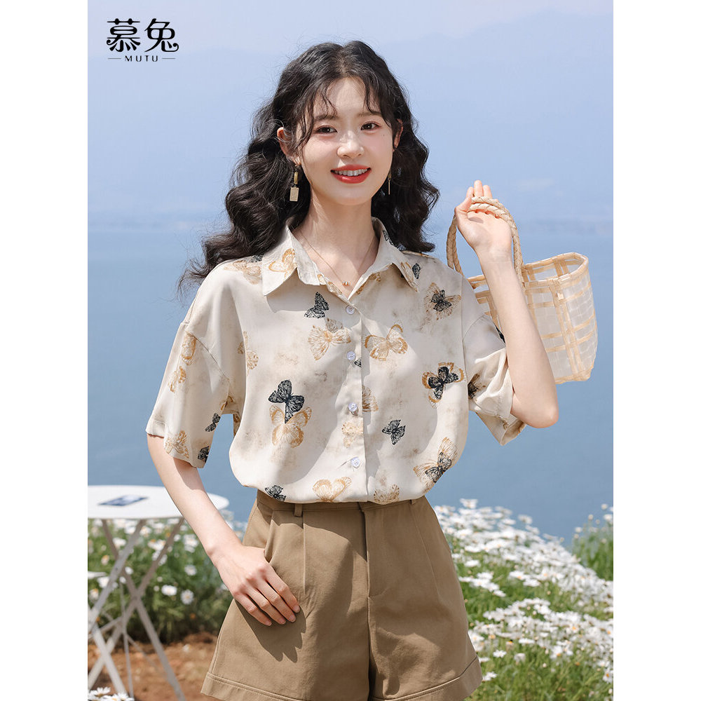 Mutu Áo Sơ Mi Tay Ngắn Phong Cách Retro Mới, Thoáng Mát Mùa Hè