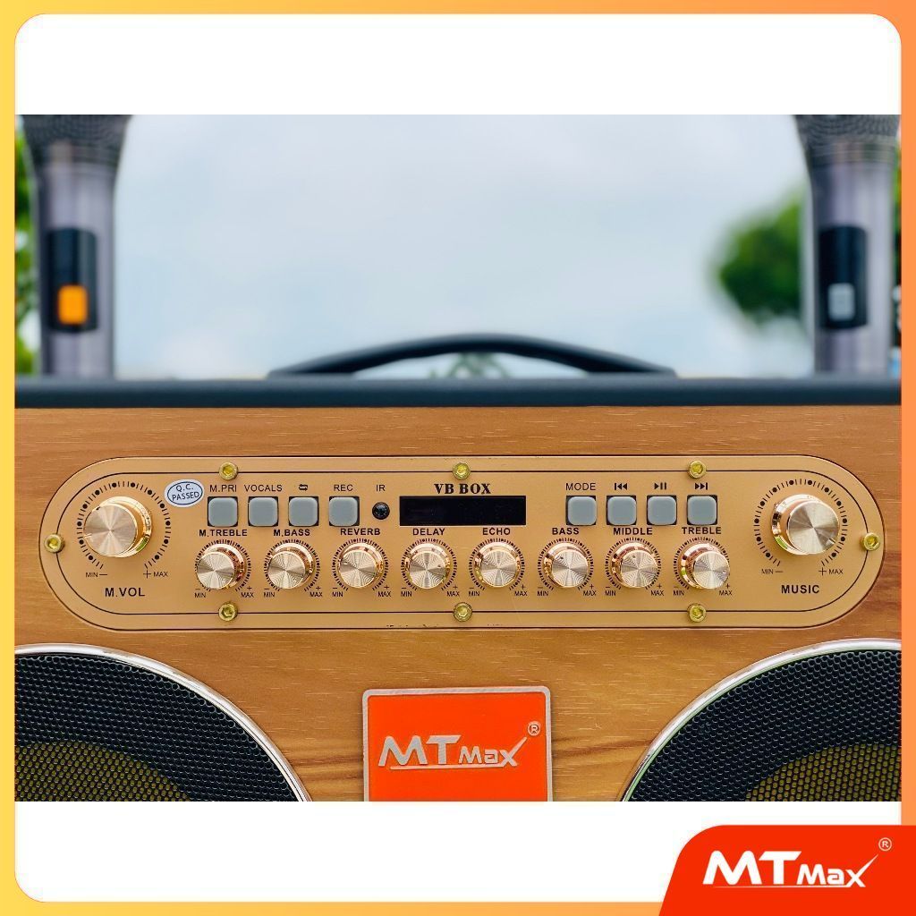Loa Xách Tay Karaoke MTMAX MT888 Bass Đôi 20,4 Treb, 2 Trung Công Suất 500W - Đi Kèm 2 Micro UHF