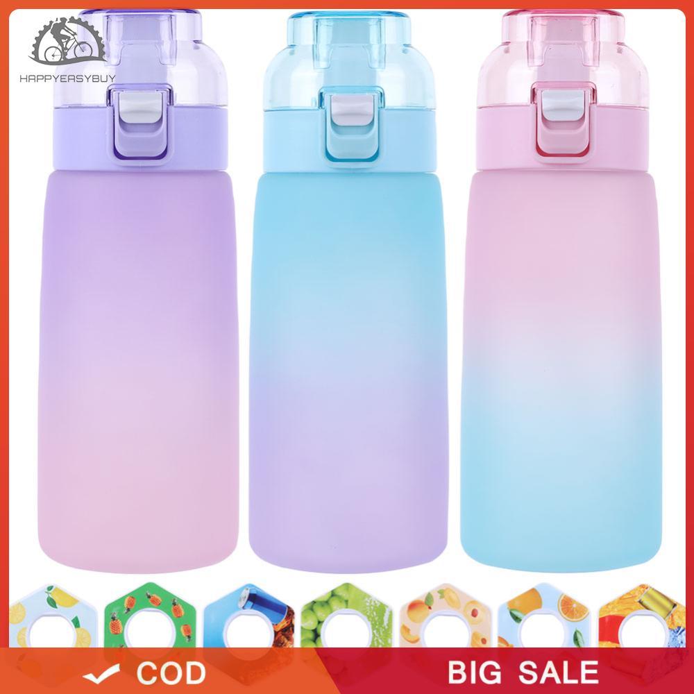 Hạnh phúc❣ Cốc nước thơm 600ML với 7 hạt hương vị Chai nước thơm trái cây Bình nước uống Thích hợp cho thể thao ngoài trời