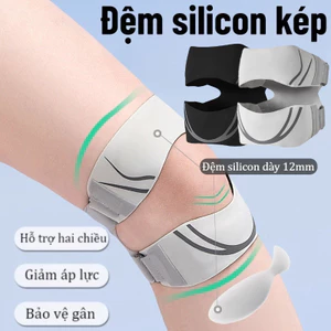 Bó gối thể thao cao cấp nam nữ, đệm silicone áp suất 2 chiều, hỗ trợ chạy bộ, bóng rổ, cầu lông, tập gym