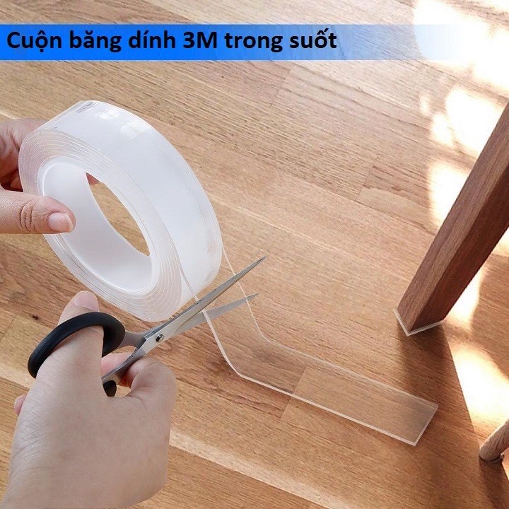 Combo 5 Cuộn Băng Dính 3M, Keo Dán 2 Mặt Trong Suốt, Băng Keo Chống Thấm, Dính  Trên Nhiều Bề Mặt, Tái Sử Dụng