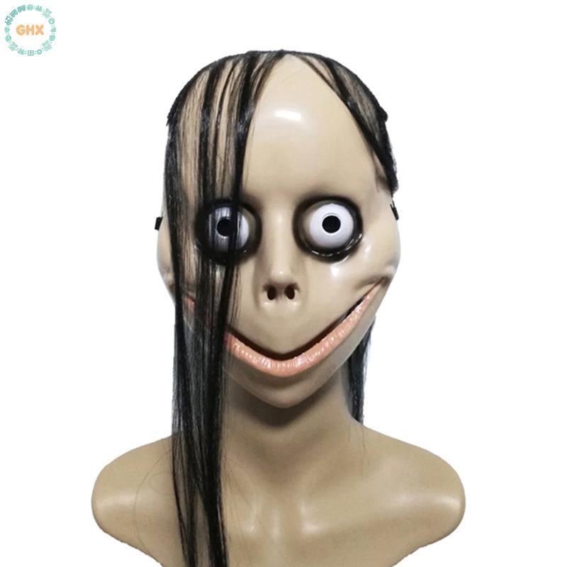 Halloween mới kinh dị với mặt nạ tóc dài mặt nạ vui nhộn v-shaped mouth mask momo mask tốt