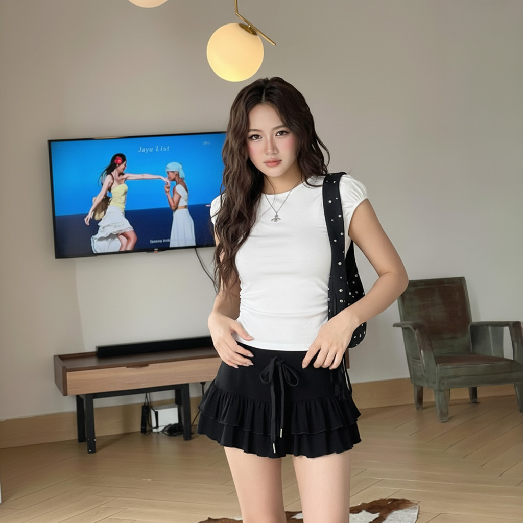 Áo Thun Nữ Tay Ngắn Kiểu Phồng  Nhún Eo Phong Cách Dễ Thương A51491222