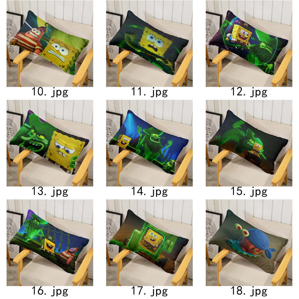 The SpongeBob Movie Search for SquarePants Vỏ gối Polyester hình chữ nhật một mặt, Máy giặt được, Thích hợp để trang trí phòng khách giường Sofa (Không bao gồm lõi)