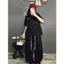 sét bộ quần da cá dài dây to + phối phông form rộng chữ OFFICAL HALLOWWEN-chang3158