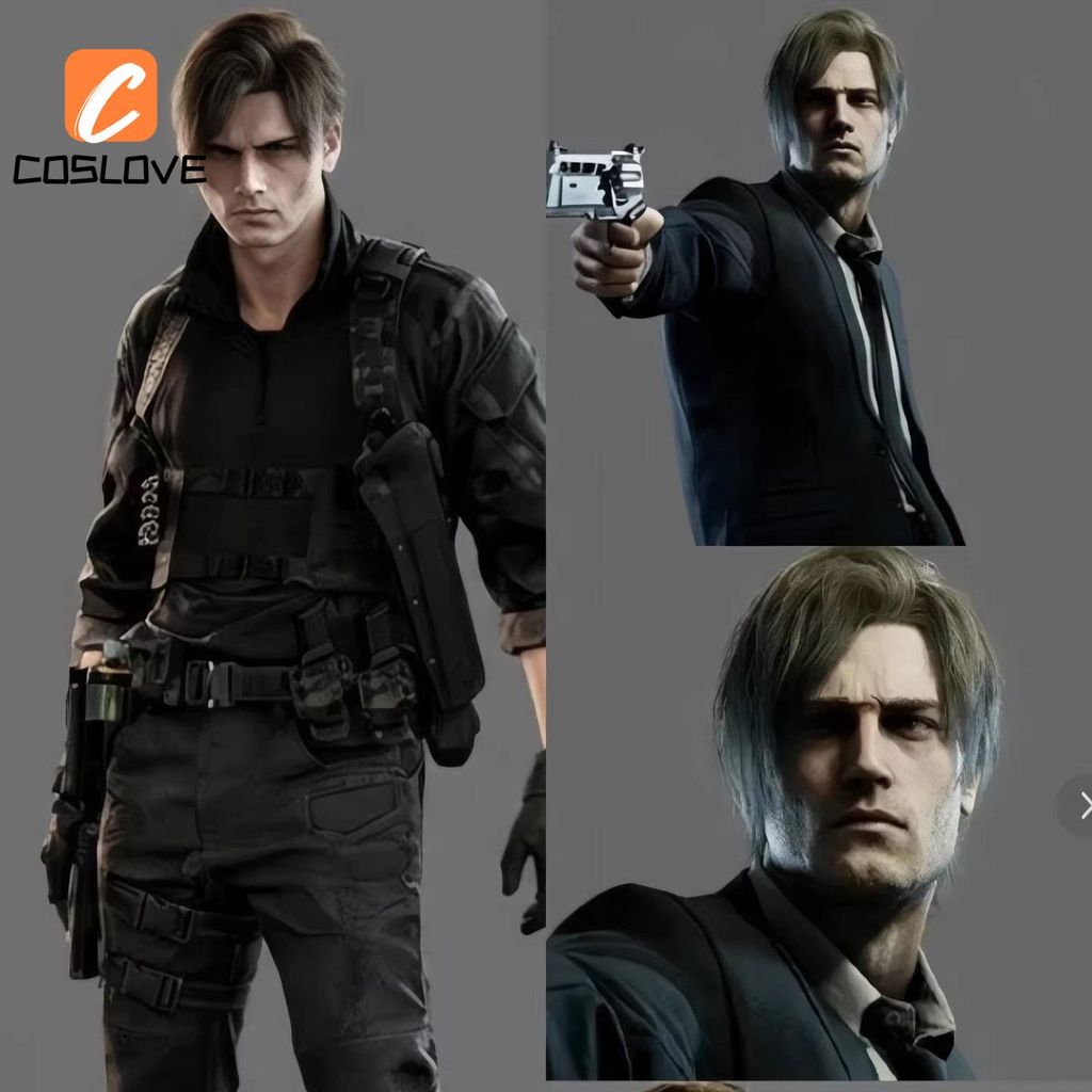 Tóc giả ngắn xoăn màu nâu cho cosplay Leon S. Kennedy từ trò chơi Resident Evil 9: Requiem - Phụ kiện hoàn hảo cho người yêu anime và game