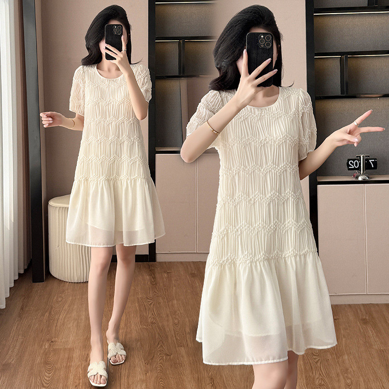 Đầm ngắn tay cổ tròn kiểu Pháp phong cách Chanel dành cho nữ, mẫu mới mùa hè, thanh lịch và thời trang