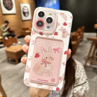 Dành Cho IPhone 17 16 15 14 13 12 11 Pro Max X XR XS Max 7 8 Plus Bowknot thỏ thẻ túi trường hợp điện thoại