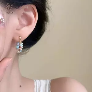Bông tai mặt dây chuyền đính cườm phong cách kỳ nghỉ - Trang sức thời trang